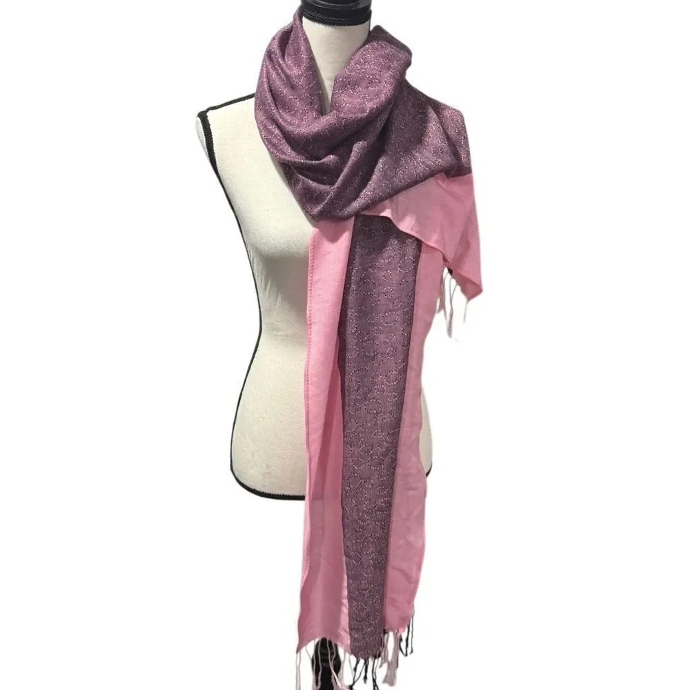 Pashmina stripe and circle pattern with Fringe